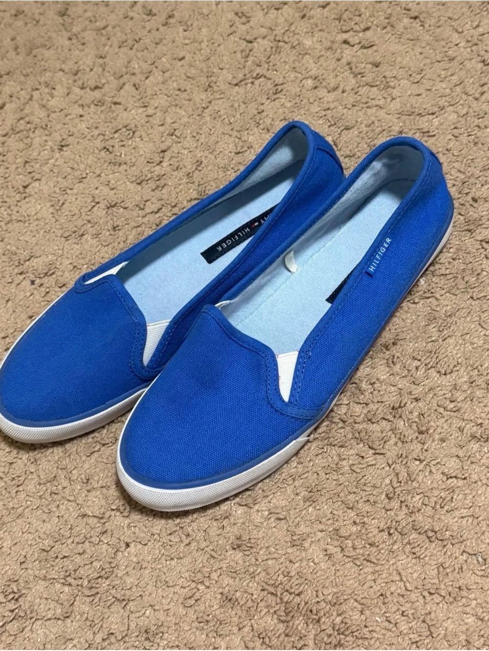 Tommy Hilfiger Blue Canvas Slip-On Flats